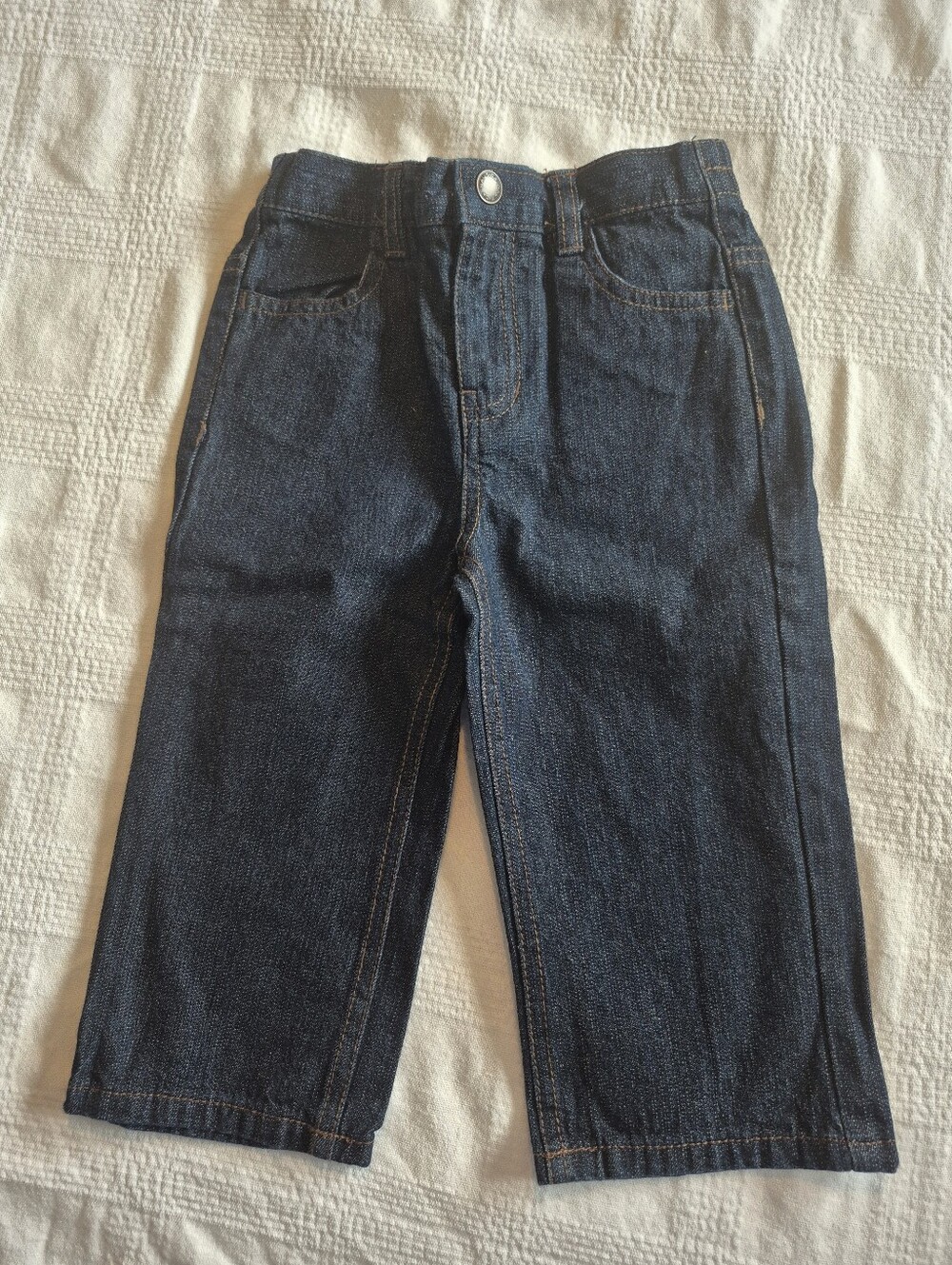 Nautica boys 24 months jeans, dark wash navy back waist elastic EUC